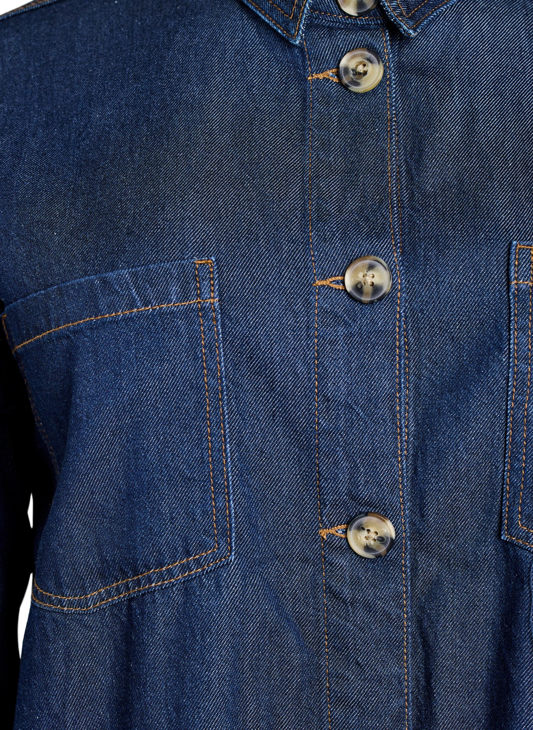 Zizzifashion Loose denim shirt with chest pockets, Blue, Packshot image number 2