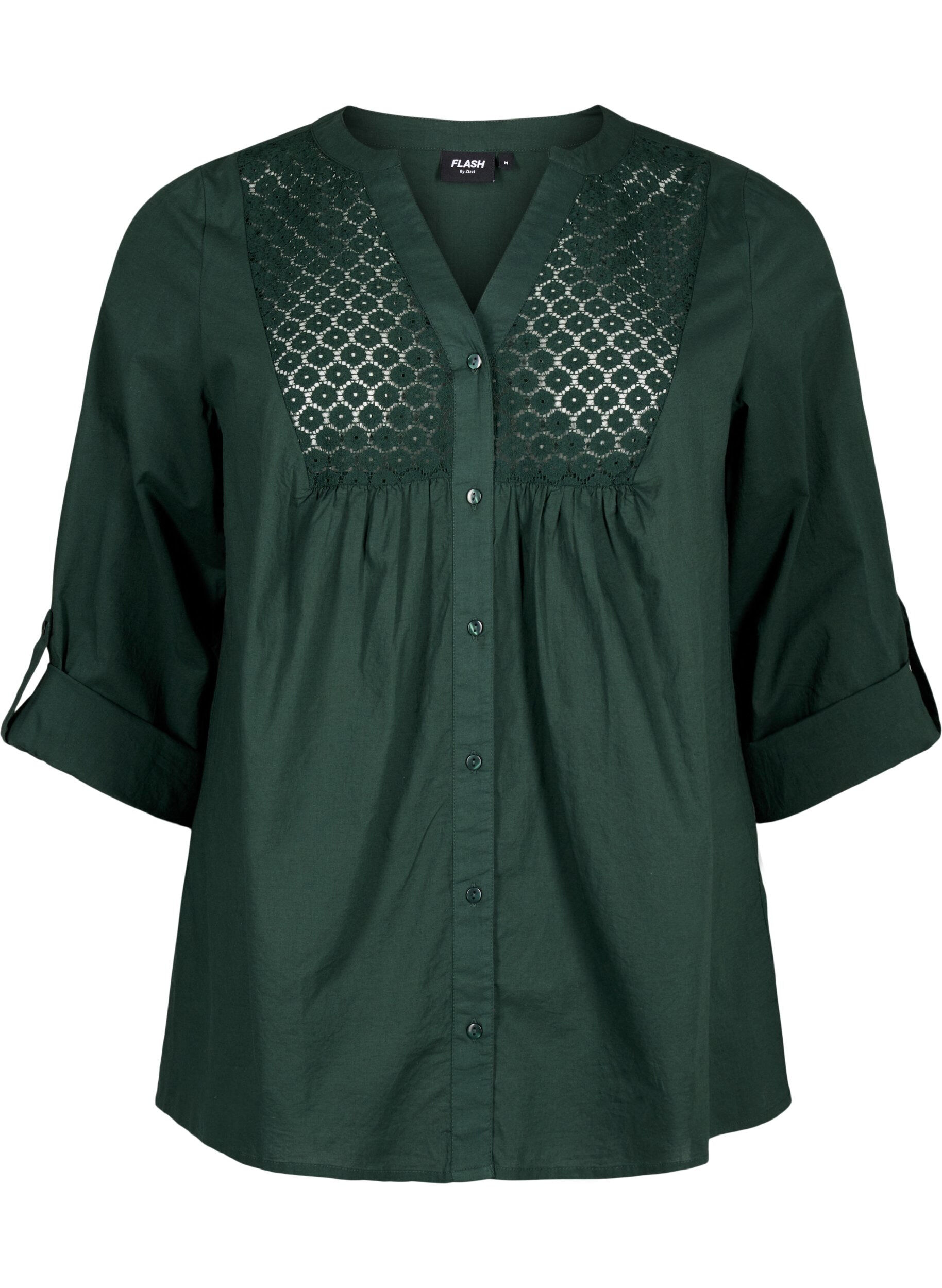 Zizzifashion FLASH - Shirt with crochet detail, Scarab, Packshot image number 0