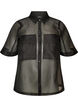 Sheer short-sleeved shirt with chest pockets, Black, Packshot image number 0