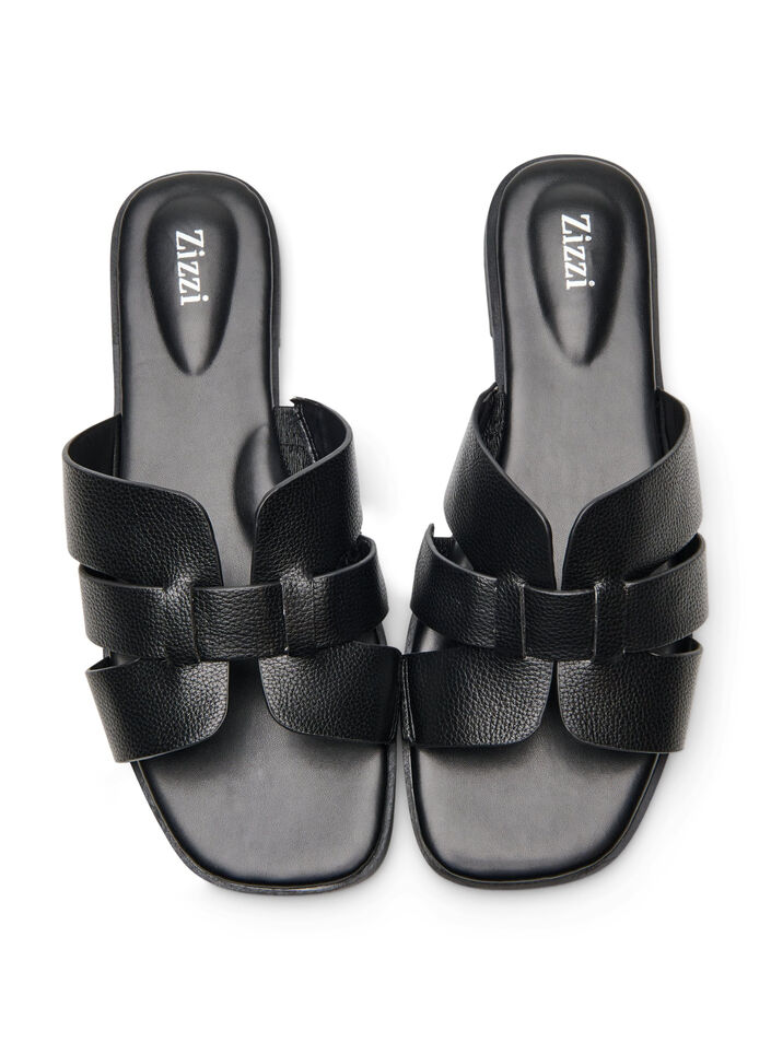 Sandal with wide straps and a square toe, Black, Packshot