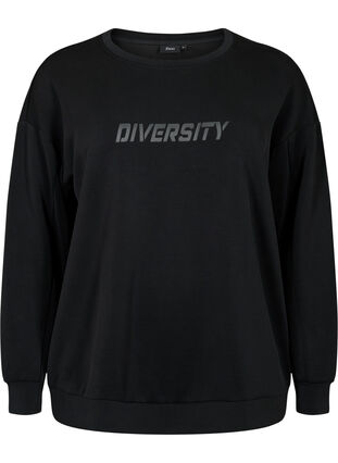 Modal mix sweatshirt with text print, Black, Packshot image number 0