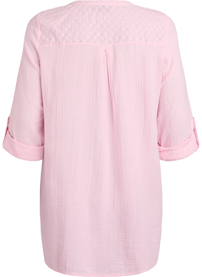 Cotton muslin tunic with broderie anglaise, Rose, Packshot image number 1