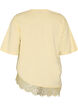 T-shirt with asymmetric lace hem, Yellow, Packshot image number 1
