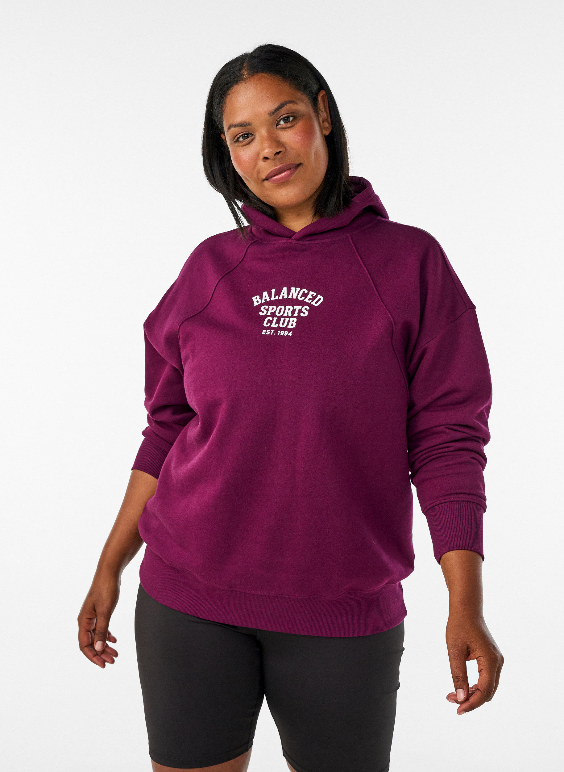 ZizzifashionHoodie with chest print, Purple, Model image number 0