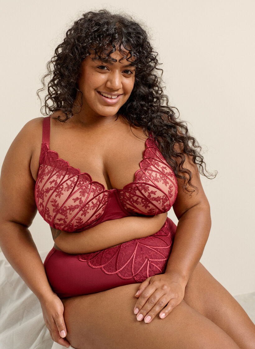 Hipster string in microfiber with lace details, Dark Bordeaux, Image image number 0