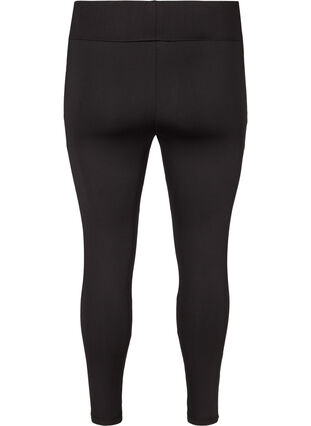 Cropped sports leggings with print details, Black, Packshot image number 1
