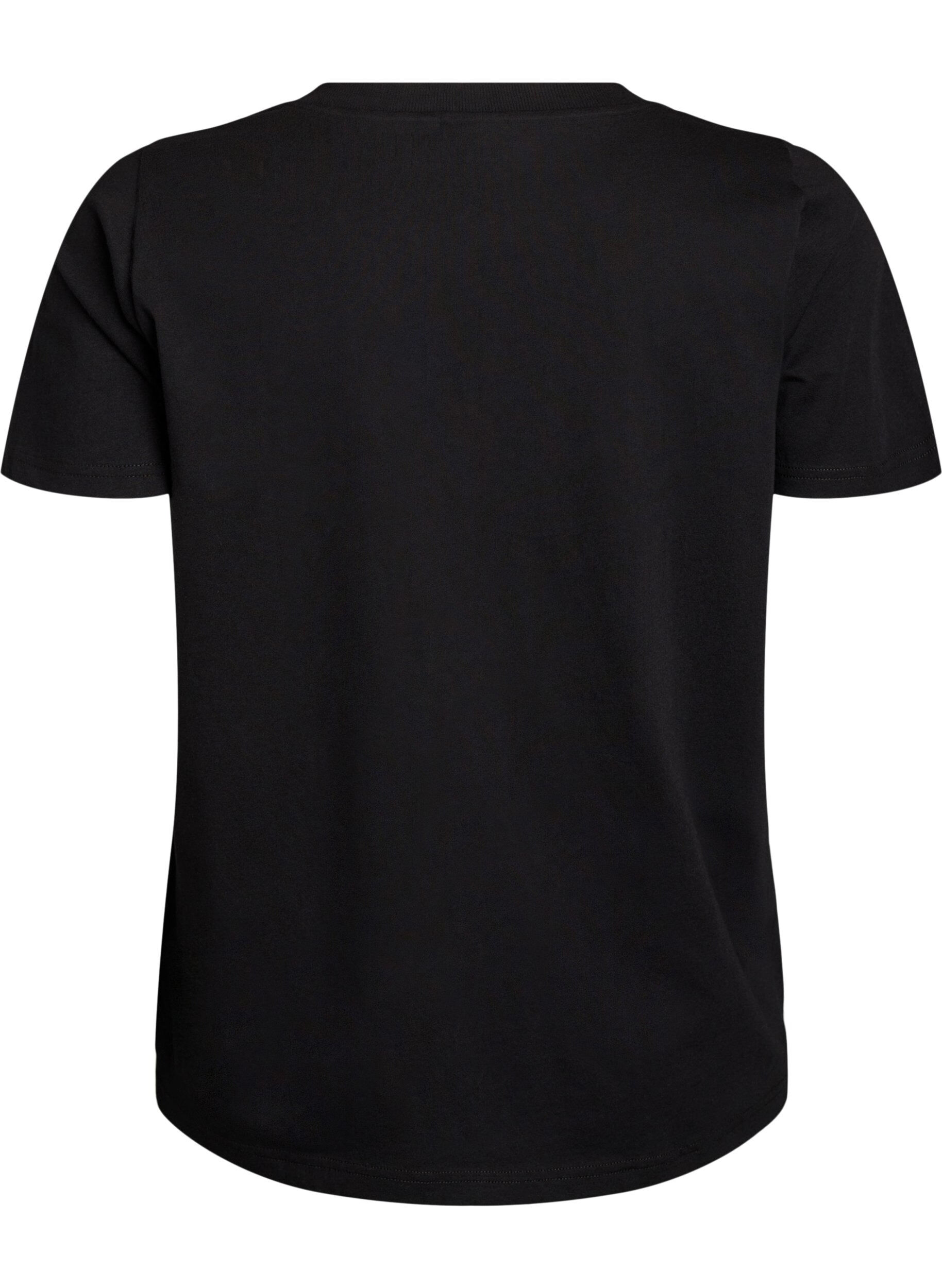 Zizzifashion Basic cotton T-shirt with a V-neck, Black, Packshot image number 1