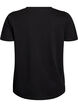 Basic cotton T-shirt with a V-neck, Black, Packshot image number 1