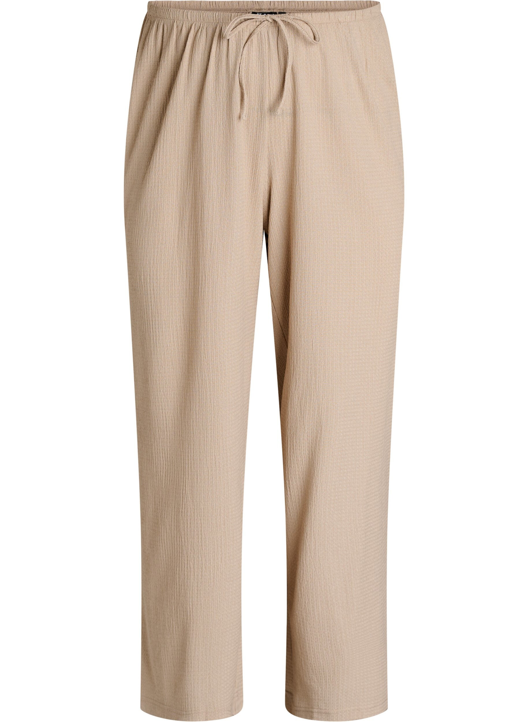 Zizzifashion Wide-leg trousers in a light textured fabric, Beige, Packshot image number 0