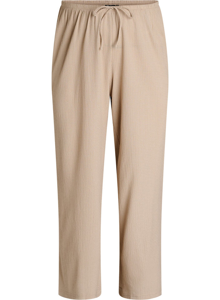 Wide-leg trousers in a light textured fabric, Beige, Packshot image number 0