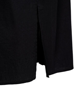 Long shirt in cotton blend with linen, Black, Packshot image number 3