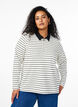 Striped polo shirt with zipper, White, Model image number 0