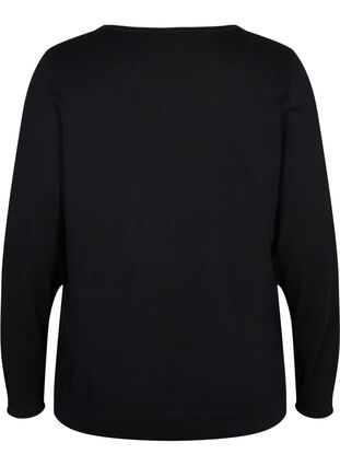 Plain, viscose blend knitted blouse, Black, Packshot image number 1
