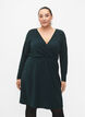 Glitter dress with wrap look and long sleeves, Black Scarab, Model image number 0