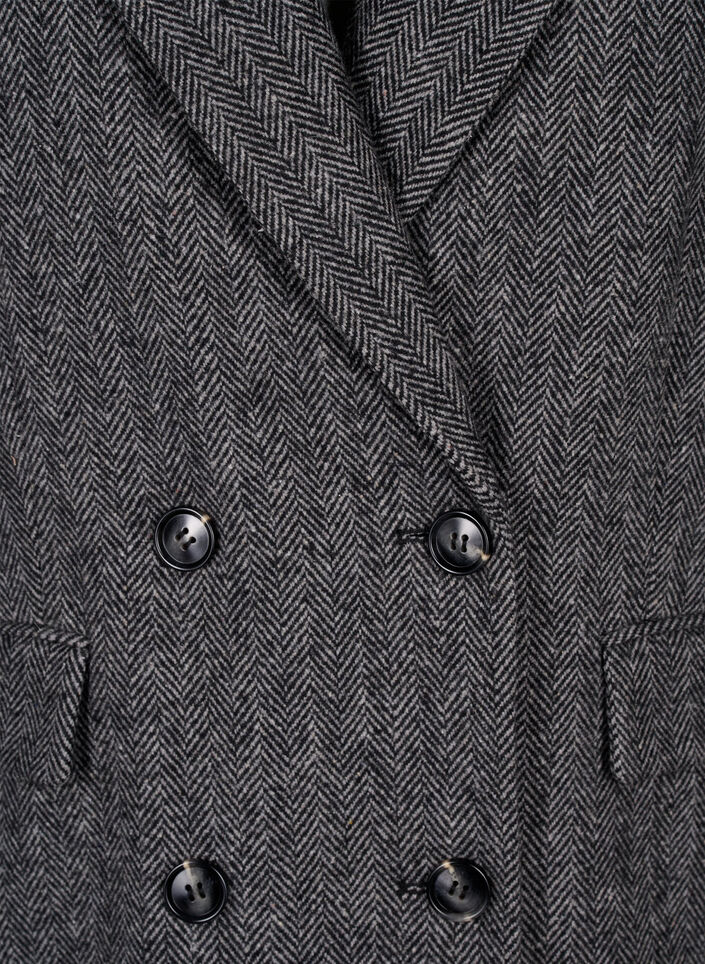 Long wool coat with herringbone pattern, Dark Grey Melange, Packshot image number 2