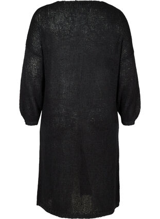 Long knitted cardigan with glitter trim, Black W Lurex, Packshot image number 1