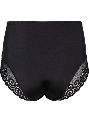 Knickers with a high waist and lace, Black, Packshot image number 1