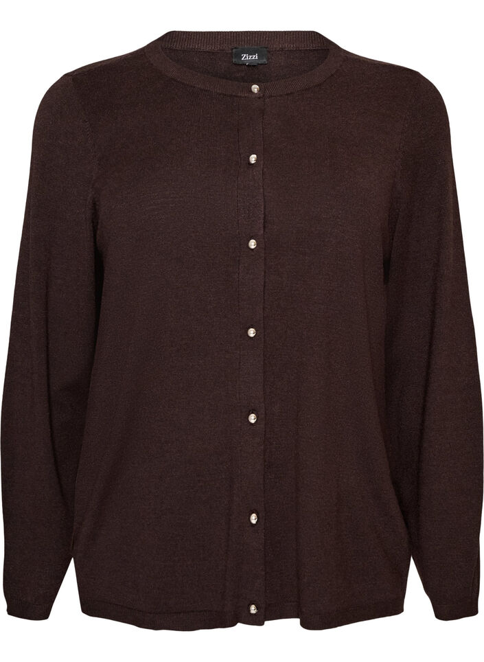 Cardigan with round buttons, Brown, Packshot image number 0
