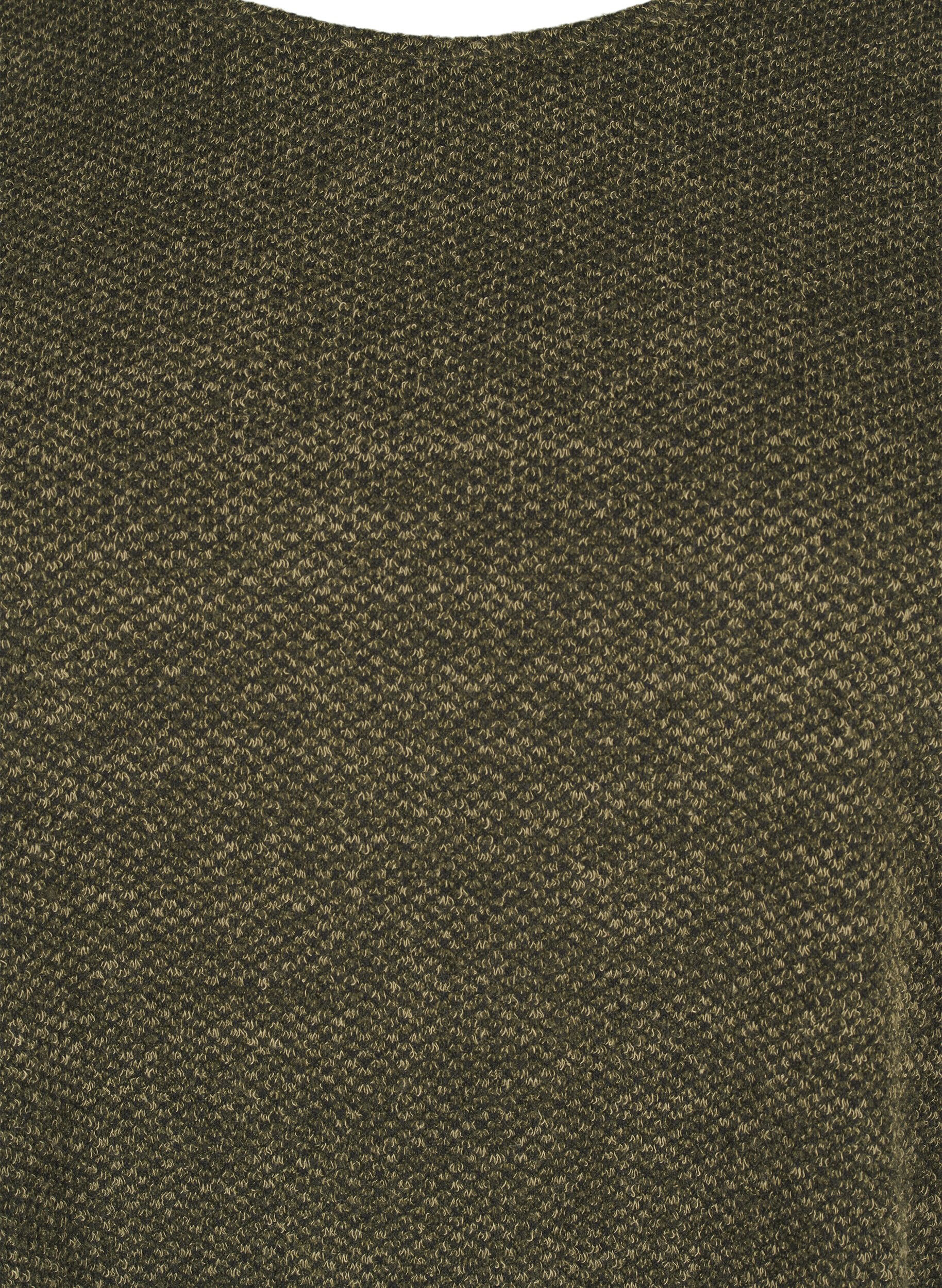 Zizzifashion Melange blouse with round neck and long sleeves, Winter Moss, Packshot image number 2