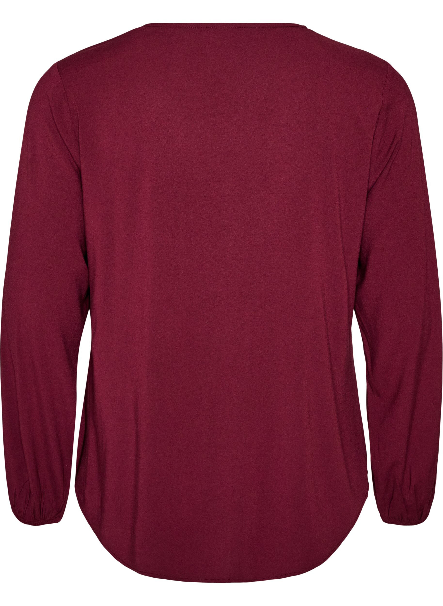 ZizzifashionViscose blouse with V-neck and rounded hem, Red, Packshot image number 1