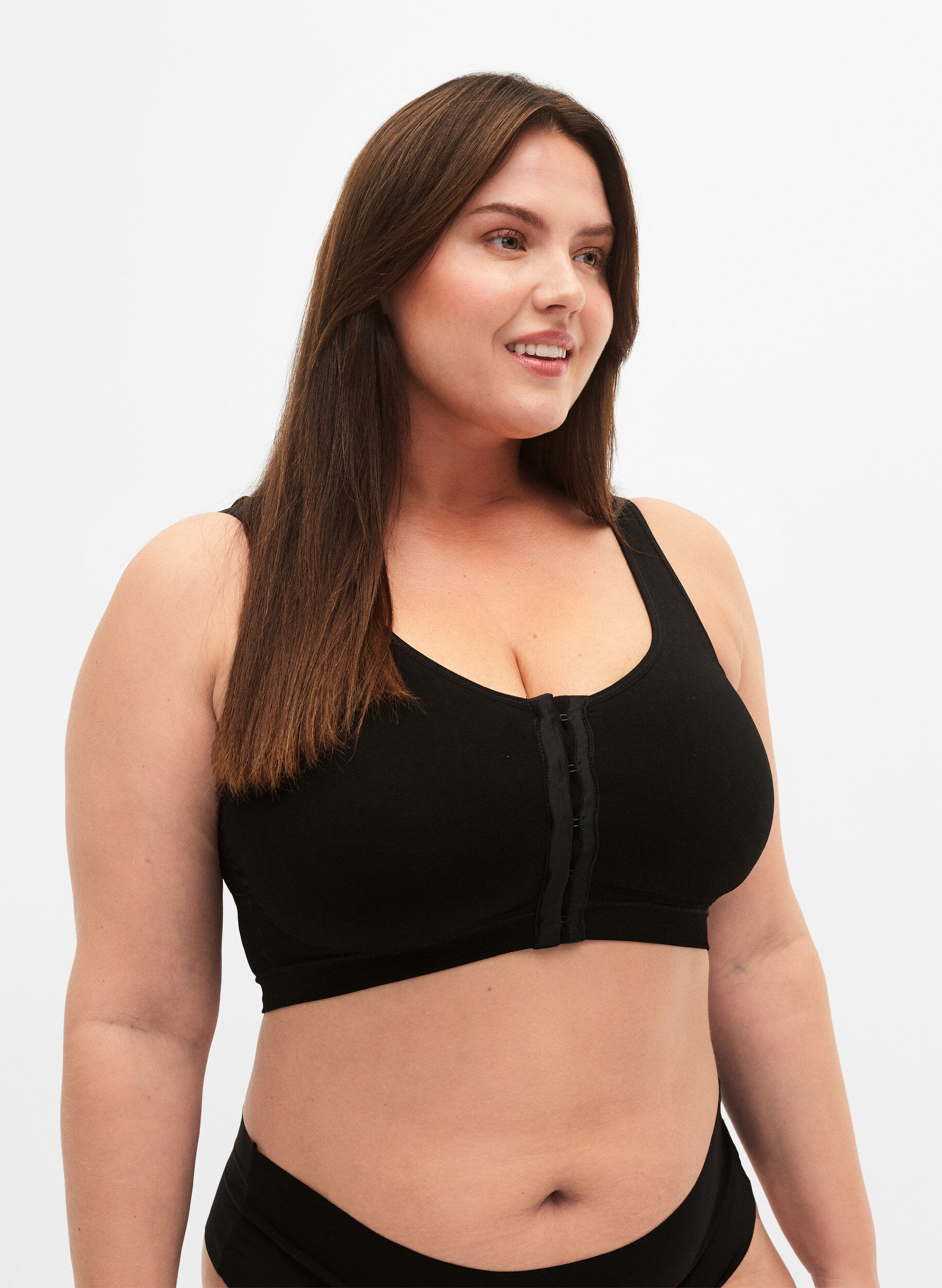 Zizzifashion Seamless bra with front closure, Black, Model image number 0