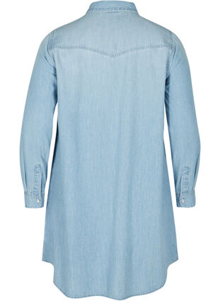 Long denim shirt in cotton, Light blue denim, Packshot image number 1