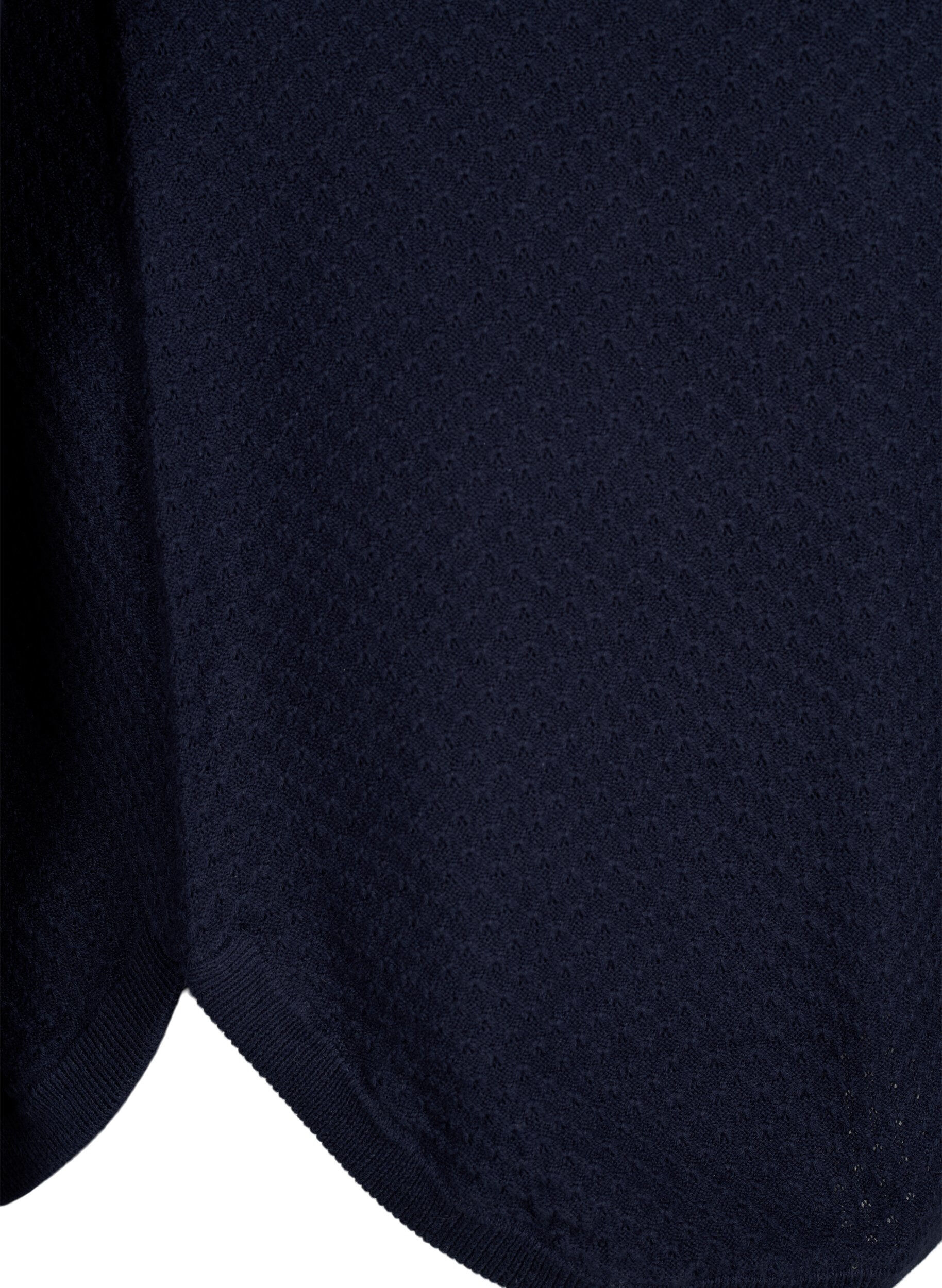 Zizzifashion Pullover in organic cotton with texture pattern, Navy Blazer, Packshot image number 3