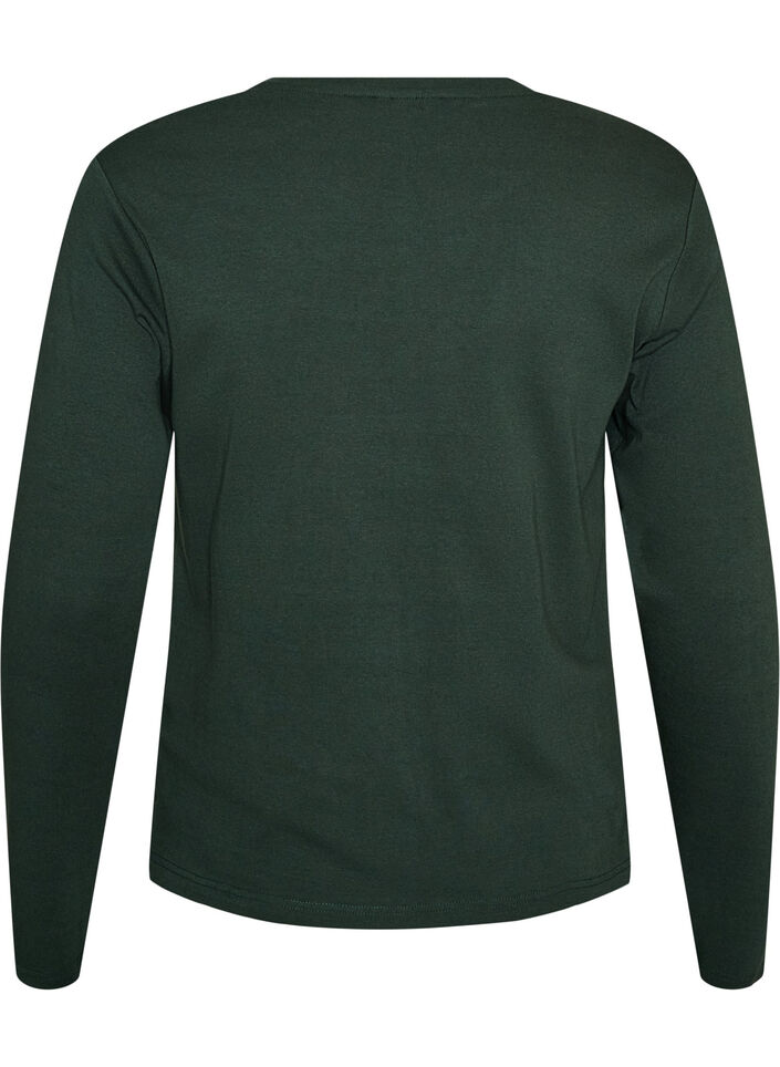 Long-sleeved basic T-shirt with round neck, Green, Packshot image number 1