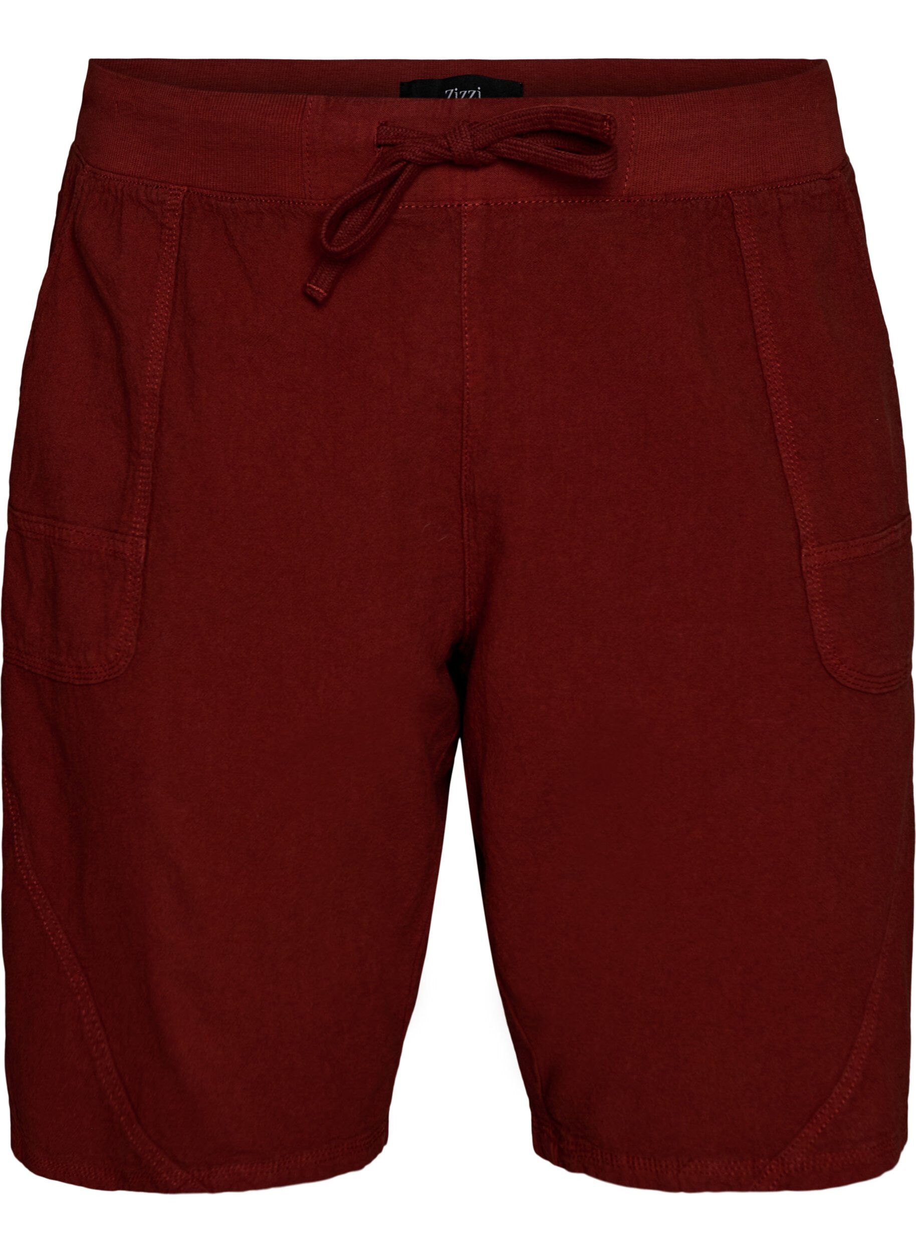 Zizzifashion Loose cotton shorts with pockets, Red, Packshot image number 0