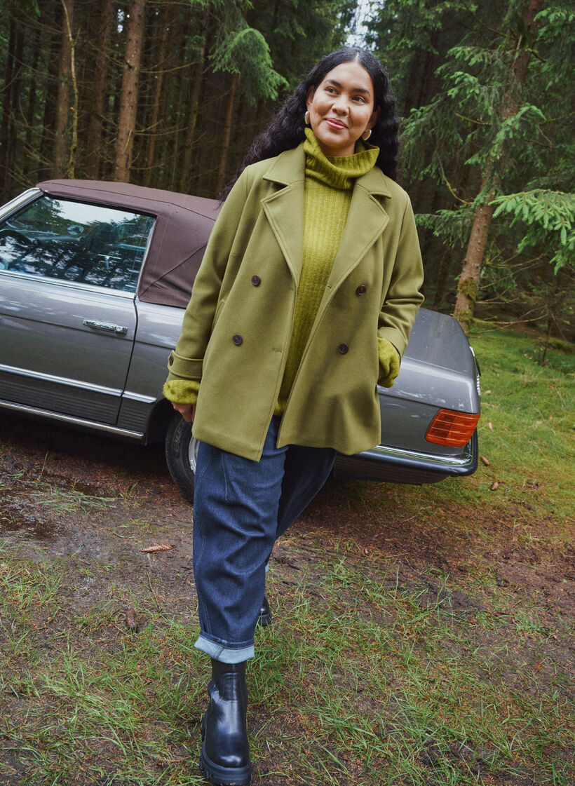 Short coat with double-breasted button closure, Green, Image image number 0