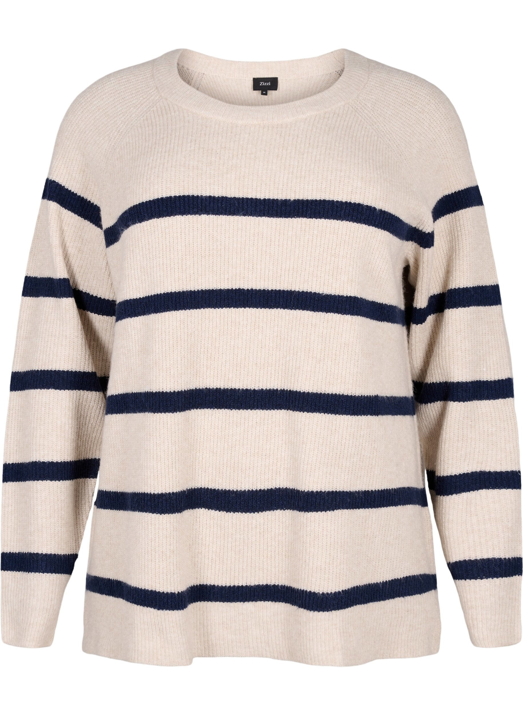 Zizzifashion Rib-knit sweater with stripes, P.Stone/Navy.B.Mel., Packshot image number 0