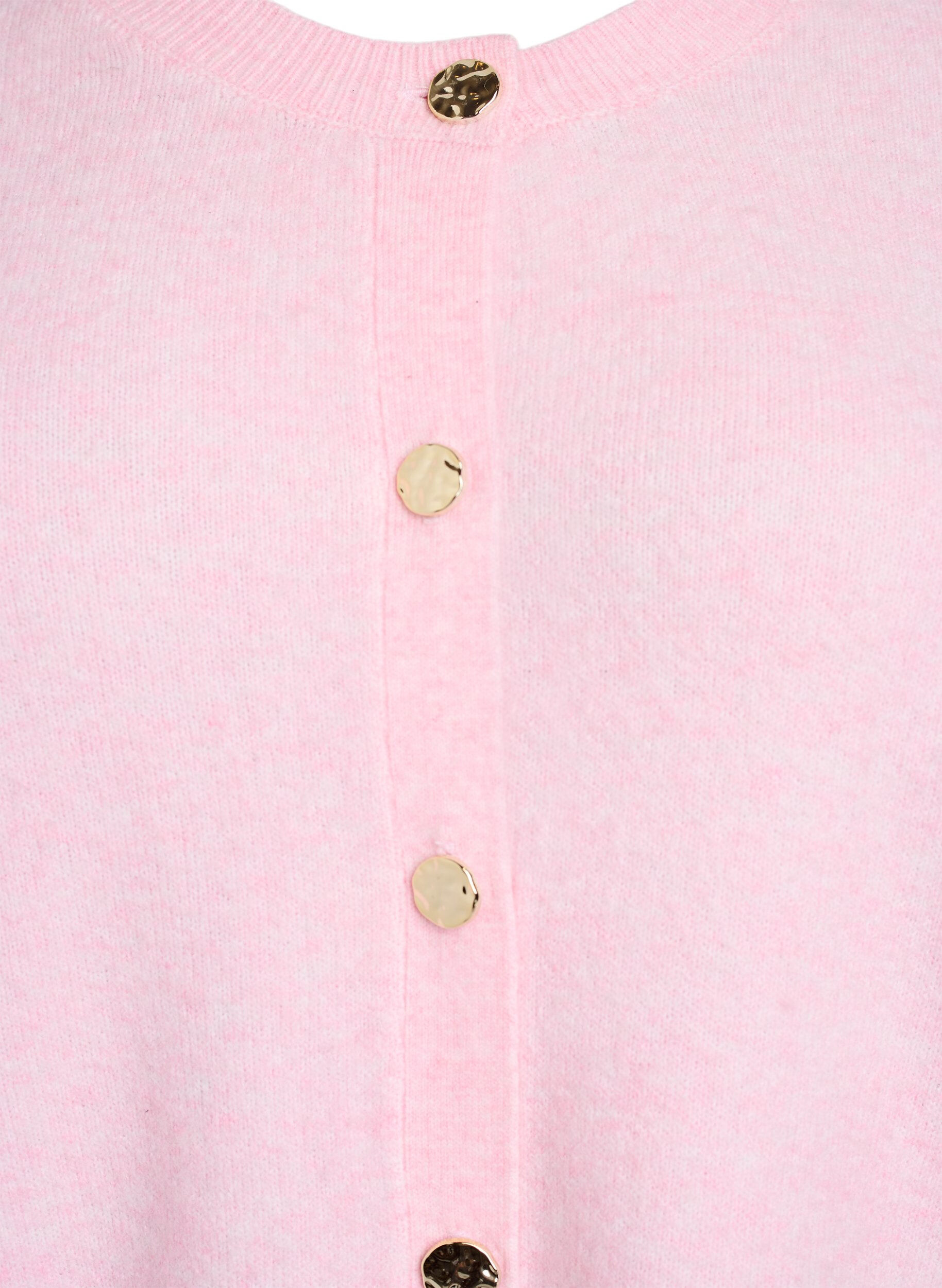 ZizzifashionCardigan in soft knit with gold-coloured buttons, Rose, Packshot image number 2