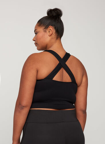 Sports top with a cross-over back, Black, Model image number 1