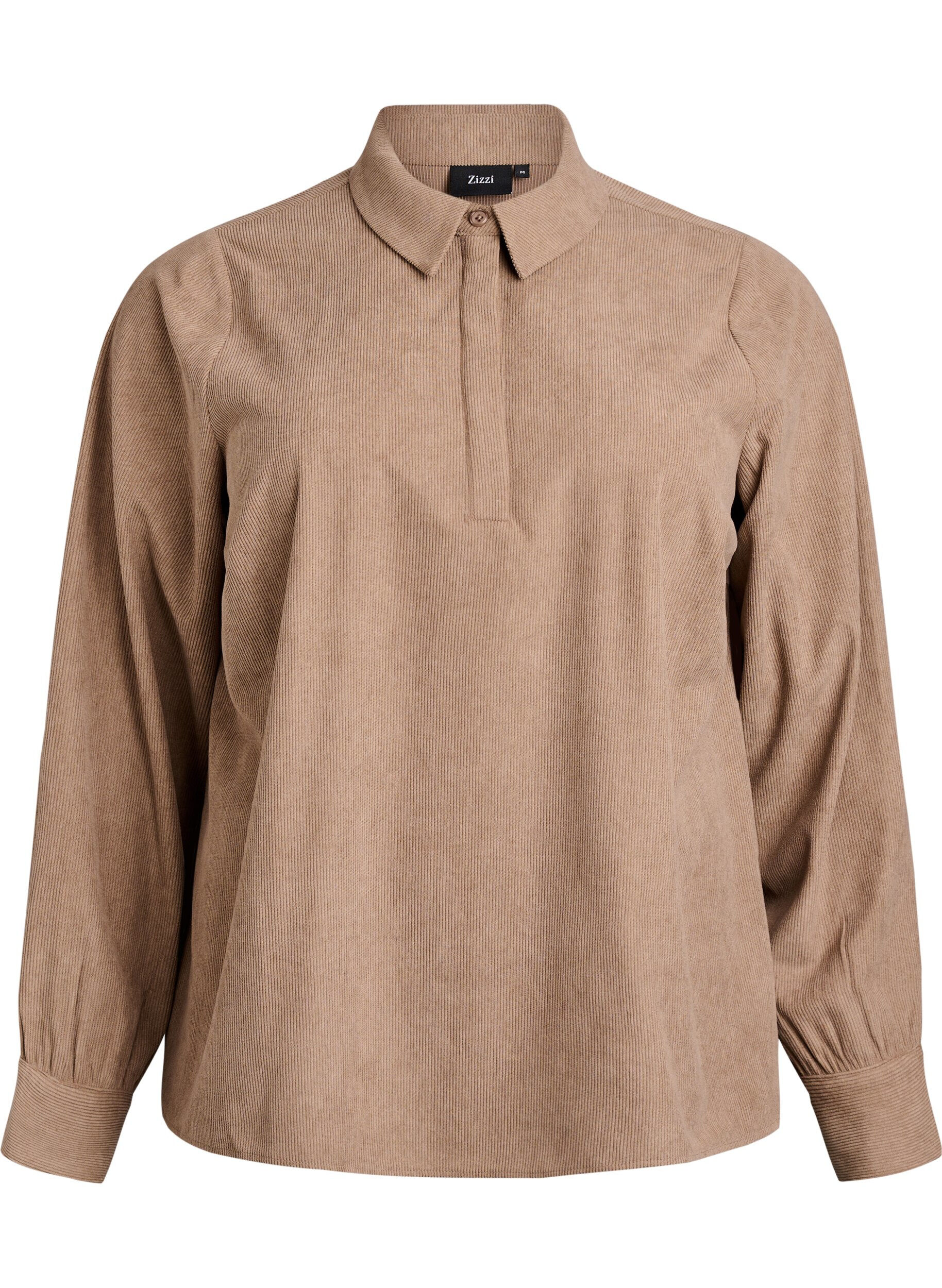 Long-sleeved shirt blouse in corduroy