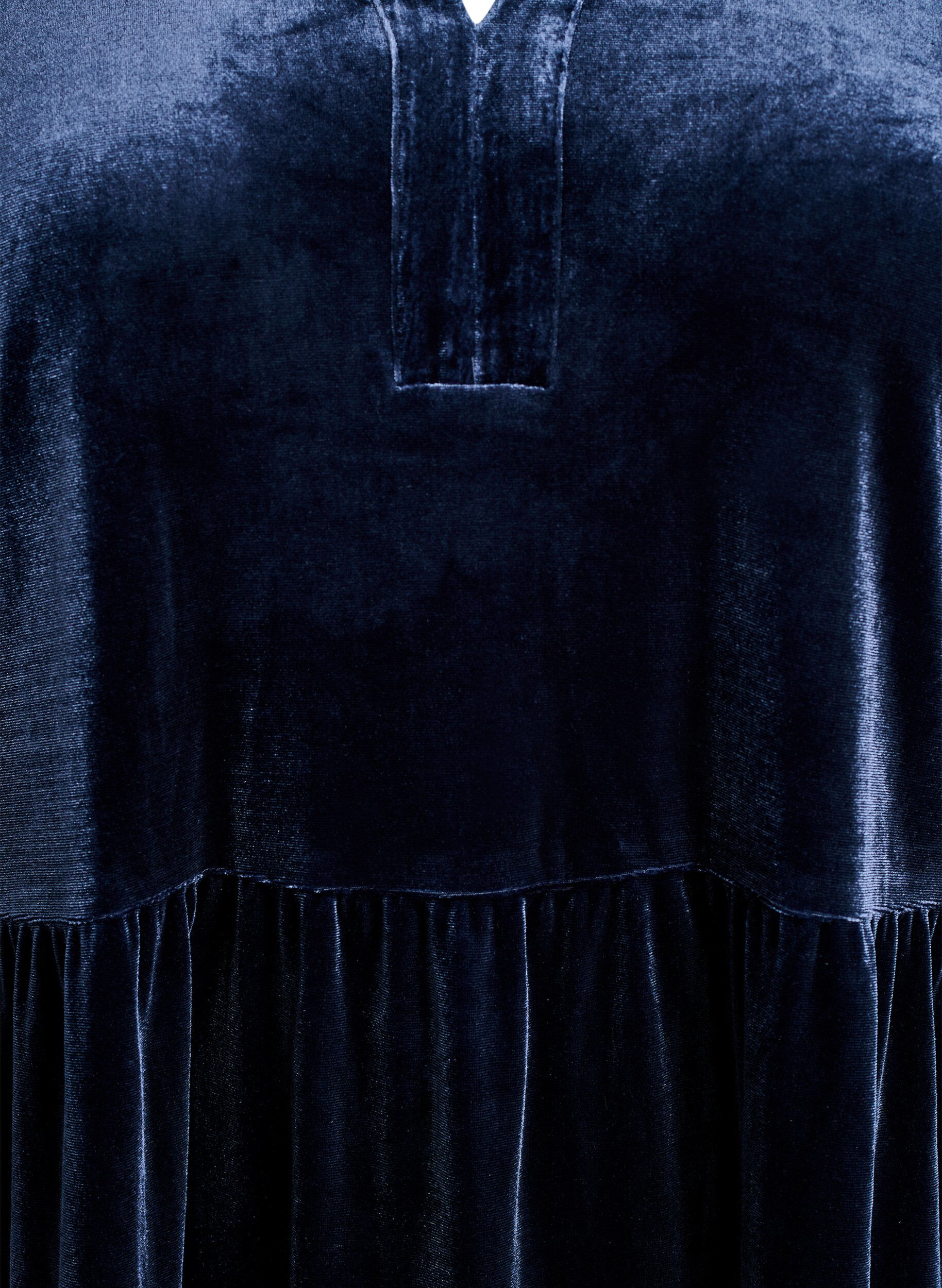 ZizzifashionShort velour dress with a ruffle collar and long sleeves, Blue, Packshot image number 2