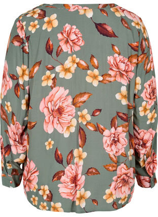 Long sleeve viscose blouse with floral print, Flower AOP, Packshot image number 1