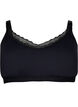 Ribbed bra with lace, Black, Packshot image number 0