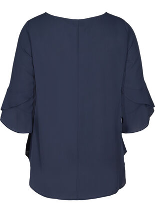 Plain blouse with 3/4 length sleeves, Night Sky, Packshot image number 1