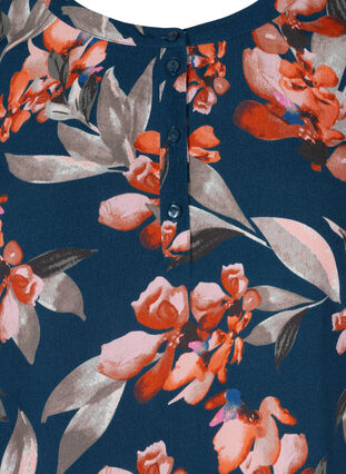 Viscose tunic with floral print, Blue Flower AOP, Packshot image number 2