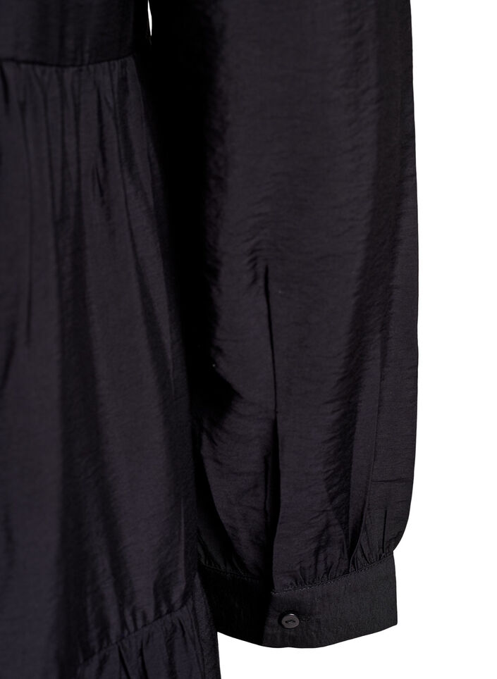 Midi dress with v-neck and A-line shape, Black, Packshot image number 3