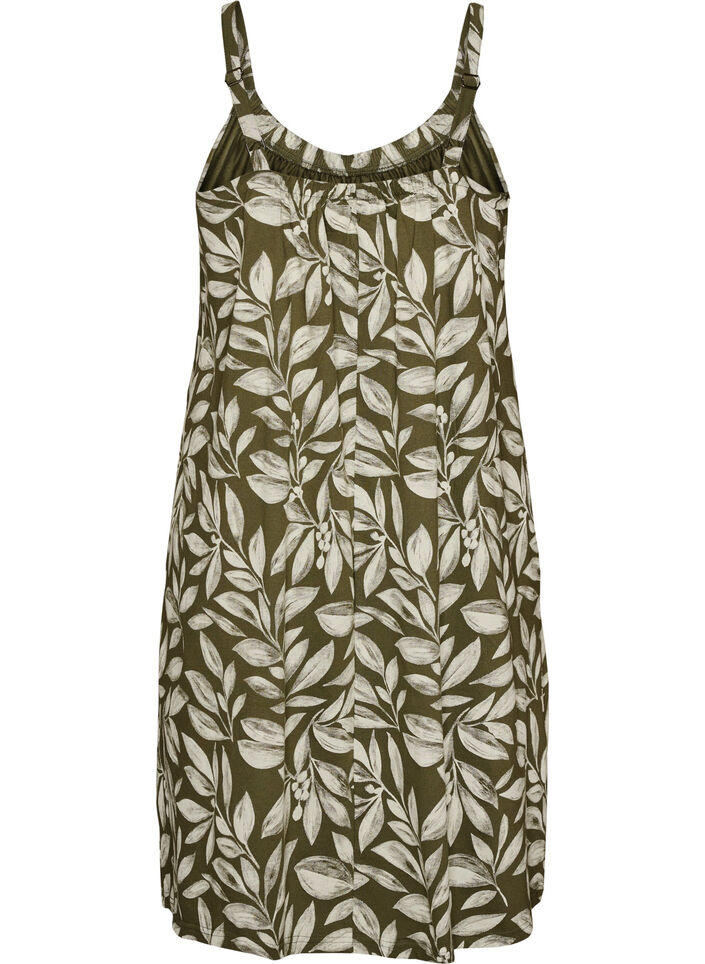 Knee-length strap dress in organic cotton, Green, Packshot image number 1