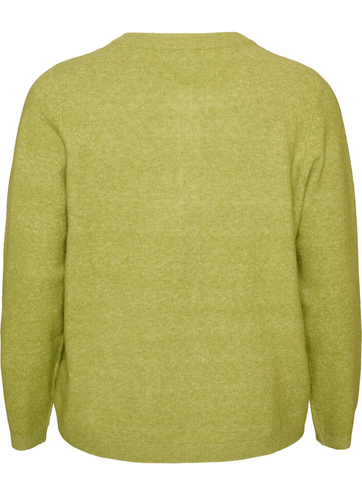 Cardigan with buttons and a rounded front, Green, Packshot image number 1