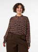 Blouse with all-over print and short button placket, Brown, Model image number 0