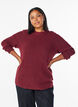 Melange knit blouse with round neck, Red, Model image number 0