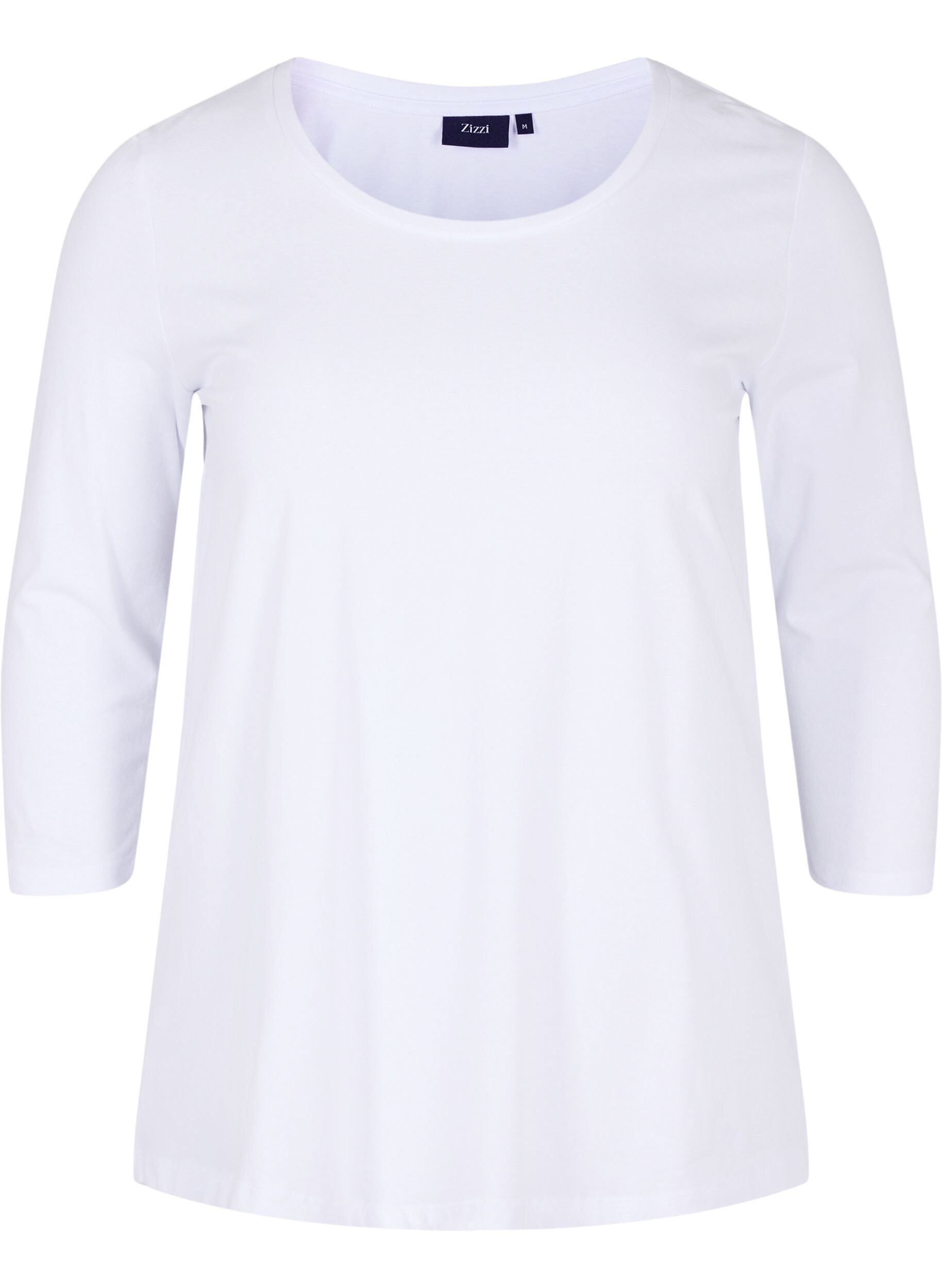 Zizzifashion Basic t-shirt with 3/4 length sleeves, Bright White, Packshot image number 0