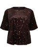 Sequin blouse with elbow-length sleeves, Brown, Packshot image number 0