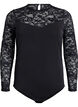 Fitted body with lace sleeves, Black, Packshot image number 0