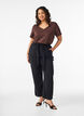 High-waisted viscose trousers, Black, Model image number 0