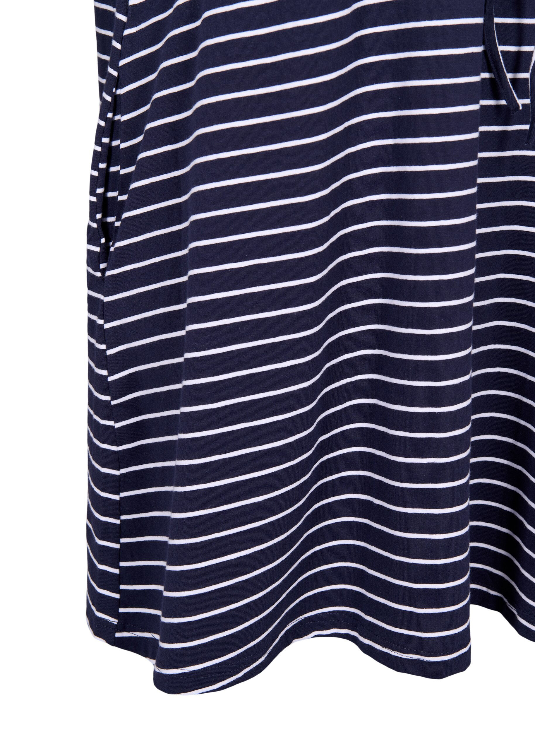 Zizzifashion Striped tunic in cotton with short sleeves, Night Sky Stripe, Packshot image number 3