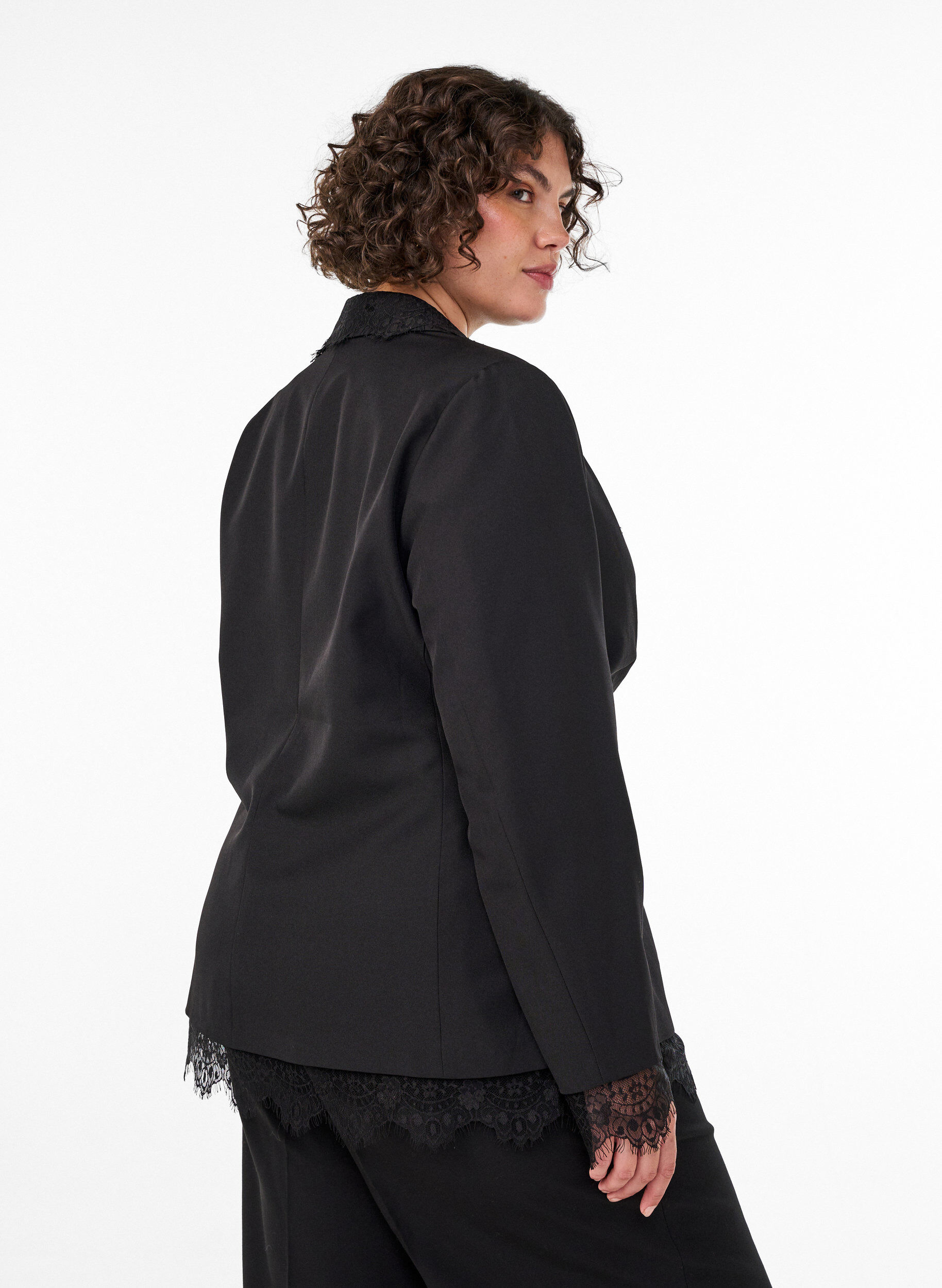 ZizzifashionBlazer with lace trim, Black, Model image number 2